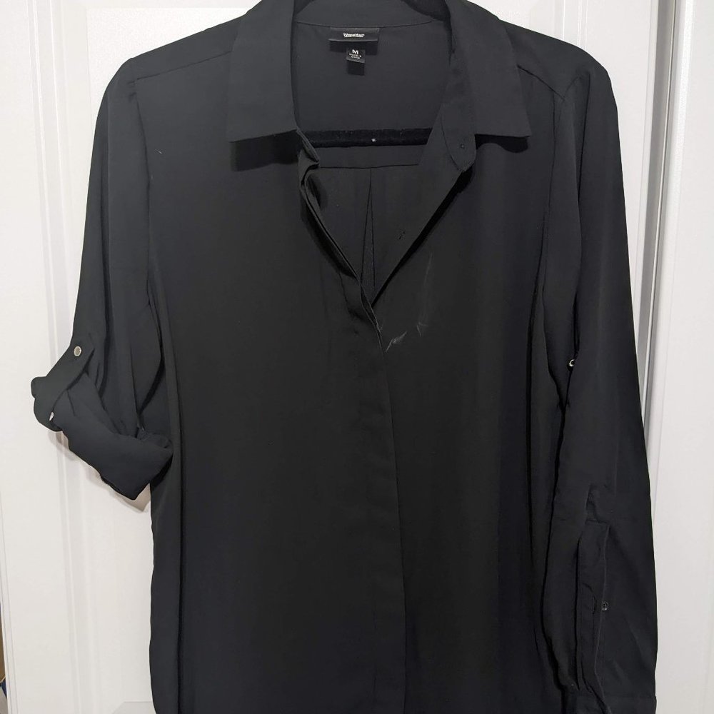 Mossimo Button Down Blouse Black Size Medium